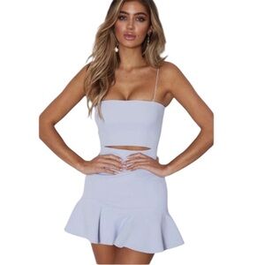 Just My Type Dusty Blue Cutout Mini Dress